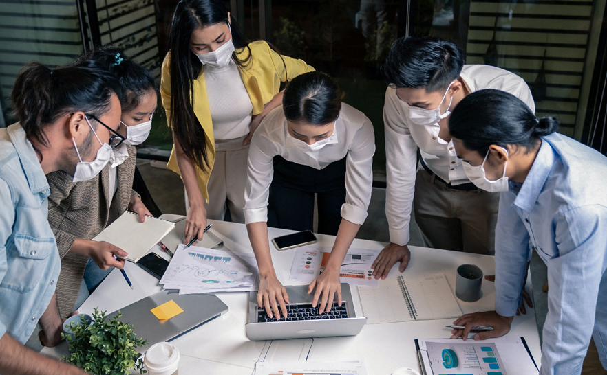 Interns working